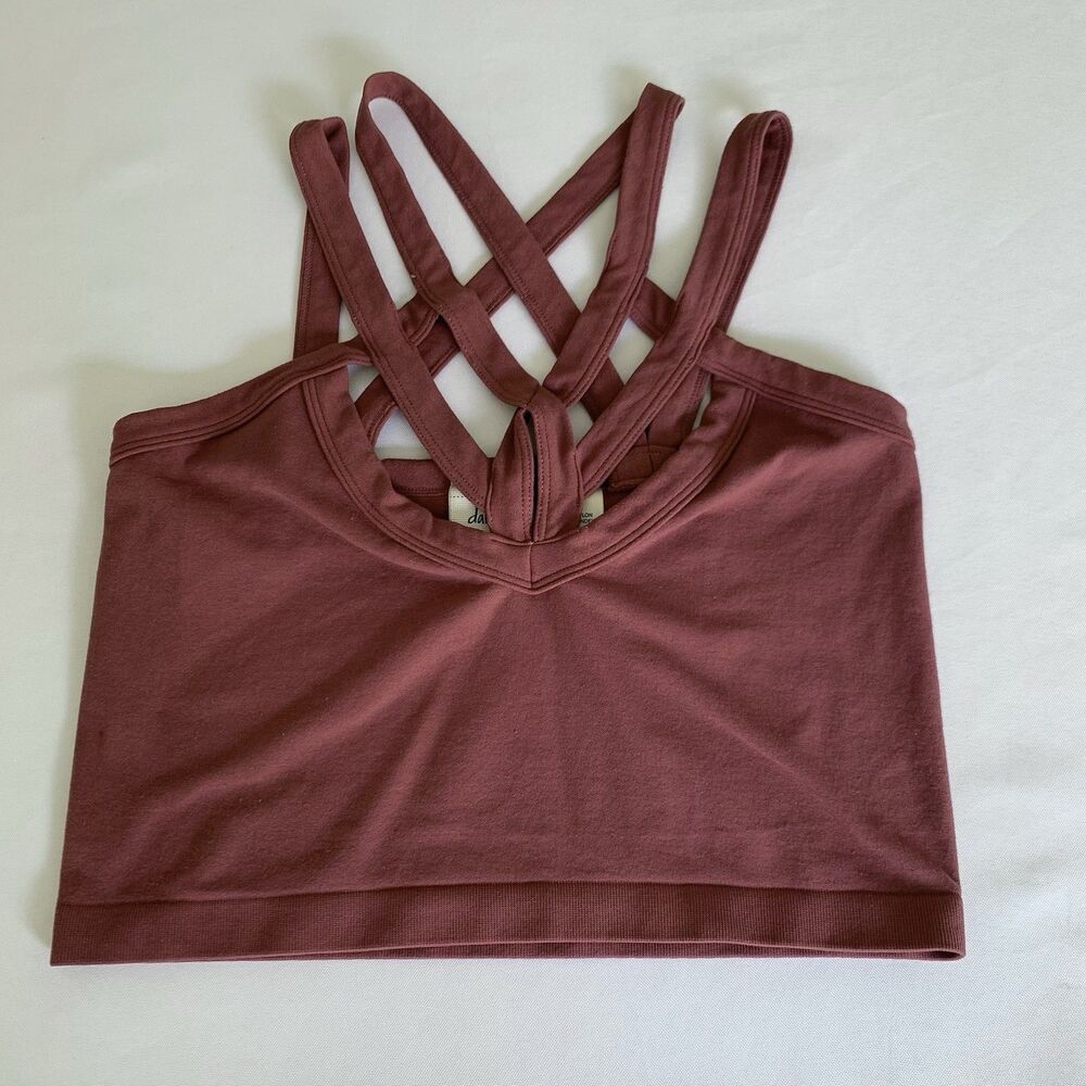 Buckle Daytrip Bralette M/L Dark Mauve Pink Strappy Athleisure Loungewear Casual